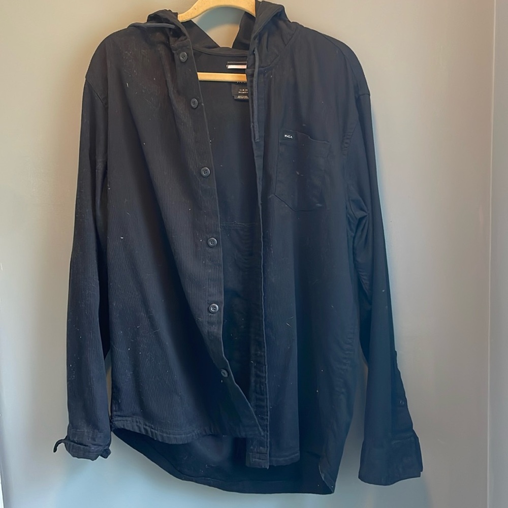Rvca relaxed fit hooded button up
